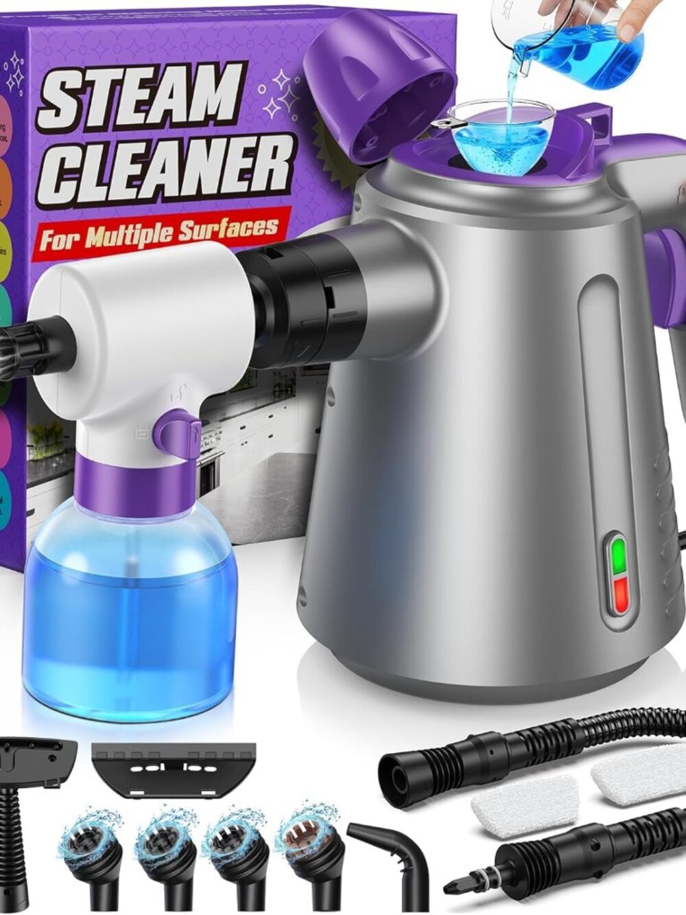 Paxyeet Handheld Pressurized Multi-Purpose Steam Cleaner with 14 Accessories